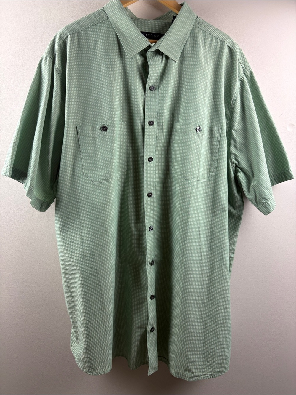 Synrgy Men's Casual Short-Sleeve Button-Down Shirt - Sage Green